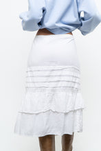 Load image into Gallery viewer, Vintage x Made in India x Cotton White Tiered Midi Skirt (XXL-4XL)