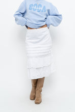Load image into Gallery viewer, Vintage x Made in India x Cotton White Tiered Midi Skirt (XXL-4XL)