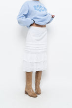 Load image into Gallery viewer, Vintage x Made in India x Cotton White Tiered Midi Skirt (XXL-4XL)