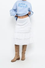 Load image into Gallery viewer, Vintage x Made in India x Cotton White Tiered Midi Skirt (XXL-4XL)