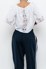 Load image into Gallery viewer, JENNIFER &amp; GRACE x White Cotton Embroidered Cropped Blouse (XS, S)