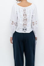 Load image into Gallery viewer, JENNIFER &amp; GRACE x White Cotton Embroidered Cropped Blouse (XS, S)