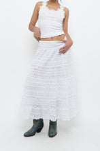Load image into Gallery viewer, Vintage x Made in India x White Lace Maxi Skirt (XS, S)