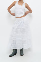 Load image into Gallery viewer, Vintage x Made in India x White Lace Maxi Skirt (XS, S)