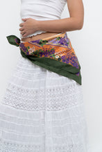 Load image into Gallery viewer, Vintage x Green, Orange Floral Satin Scarf