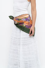 Load image into Gallery viewer, Vintage x Green, Orange Floral Satin Scarf