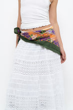 Load image into Gallery viewer, Vintage x Green, Orange Floral Satin Scarf