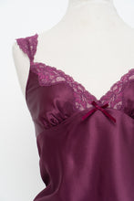 Load image into Gallery viewer, Vintage x LA SENZA Magenta Satin Lace Tank (M)