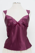 Load image into Gallery viewer, Vintage x LA SENZA Magenta Satin Lace Tank (M)