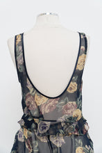 Load image into Gallery viewer, Vintage x Made in Hong Kong x SILK &amp; SATIN Navy Sheer Floral Sleep Set (L)