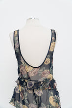 Load image into Gallery viewer, Vintage x Made in Hong Kong x SILK &amp; SATIN Navy Sheer Floral Sleep Set (L)