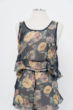 Load image into Gallery viewer, Vintage x Made in Hong Kong x SILK &amp; SATIN Navy Sheer Floral Sleep Set (L)