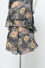 Load image into Gallery viewer, Vintage x Made in Hong Kong x SILK &amp; SATIN Navy Sheer Floral Sleep Set (L)
