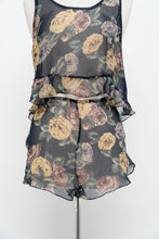 Load image into Gallery viewer, Vintage x Made in Hong Kong x SILK &amp; SATIN Navy Sheer Floral Sleep Set (L)