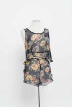 Load image into Gallery viewer, Vintage x Made in Hong Kong x SILK &amp; SATIN Navy Sheer Floral Sleep Set (L)