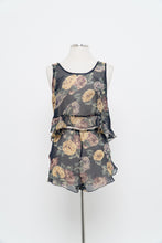 Load image into Gallery viewer, Vintage x Made in Hong Kong x SILK &amp; SATIN Navy Sheer Floral Sleep Set (L)