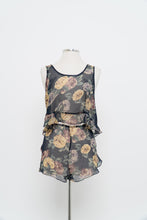 Load image into Gallery viewer, Vintage x Made in Hong Kong x SILK &amp; SATIN Navy Sheer Floral Sleep Set (L)