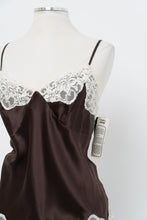 Load image into Gallery viewer, Vintage x Deadstock Brown, Cream Lace Silk Tank (L)