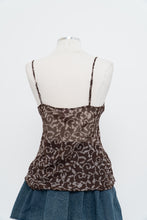 Load image into Gallery viewer, Vintage x LA VIE EN ROSE Brown Patterned Flowy Semi-Sheer Tank (S-L)