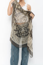 Load image into Gallery viewer, Vintage x Made in Korea x Olive Green Patterned Silk Scarf