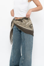 Load image into Gallery viewer, Vintage x Made in Korea x Olive Green Patterned Silk Scarf