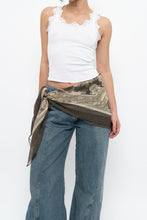 Load image into Gallery viewer, Vintage x Made in Korea x Olive Green Patterned Silk Scarf