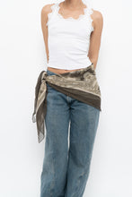 Load image into Gallery viewer, Vintage x Made in Korea x Olive Green Patterned Silk Scarf