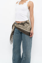 Load image into Gallery viewer, Vintage x Made in Korea x Olive Green Patterned Silk Scarf