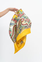 Load image into Gallery viewer, Vintage x Yellow Satin Patterned Satin Scarf