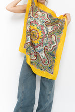 Load image into Gallery viewer, Vintage x Yellow Satin Patterned Satin Scarf