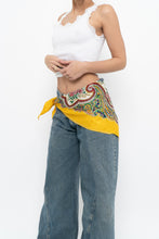 Load image into Gallery viewer, Vintage x Yellow Satin Patterned Satin Scarf