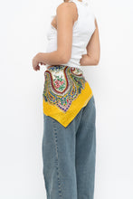 Load image into Gallery viewer, Vintage x Yellow Satin Patterned Satin Scarf