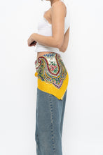Load image into Gallery viewer, Vintage x Yellow Satin Patterned Satin Scarf