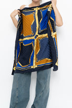 Load image into Gallery viewer, Vintage x Made in Italy x Navy Patterned Silk Scarf