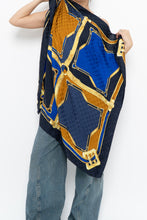 Load image into Gallery viewer, Vintage x Made in Italy x Navy Patterned Silk Scarf