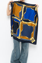 Load image into Gallery viewer, Vintage x Made in Italy x Navy Patterned Silk Scarf
