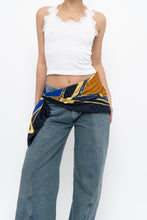 Load image into Gallery viewer, Vintage x Made in Italy x Navy Patterned Silk Scarf