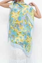 Load image into Gallery viewer, Vintage x HANAE MORI Blue Floral Silk Scarf