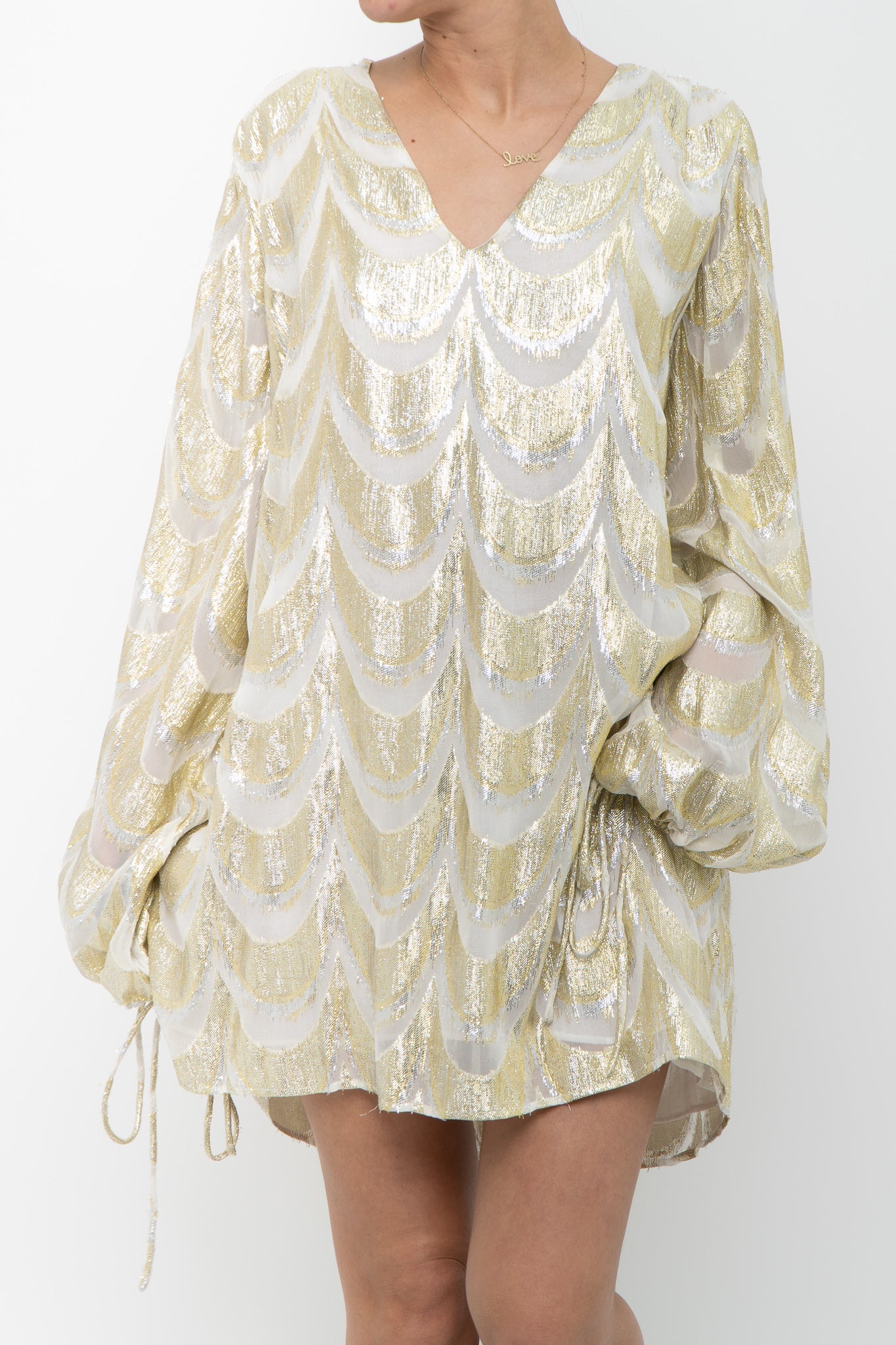 FREE PEOPLE x JENS PIRATE BOOTY Gold Metallic Flowy Dress (S-L)