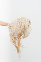 Load image into Gallery viewer, Vintage x Gold Sequin Mesh Fringe Scarf