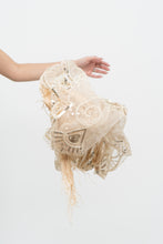 Load image into Gallery viewer, Vintage x Gold Sequin Mesh Fringe Scarf