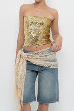 Load image into Gallery viewer, Vintage x Gold Sequin Strapless Top (XS-M)