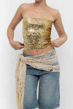 Load image into Gallery viewer, Vintage x Gold Sequin Strapless Top (XS-M)