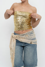 Load image into Gallery viewer, Vintage x Gold Sequin Strapless Top (XS-M)