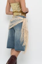Load image into Gallery viewer, Vintage x Gold Sequin Mesh Fringe Scarf