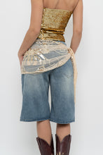 Load image into Gallery viewer, Vintage x Gold Sequin Mesh Fringe Scarf