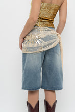 Load image into Gallery viewer, Vintage x Gold Sequin Mesh Fringe Scarf