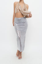 Load image into Gallery viewer, ZARA x Pale Blue Sequin Midi Skirt (XS)