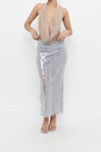 Load image into Gallery viewer, ZARA x Pale Blue Sequin Midi Skirt (XS)