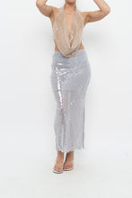 Load image into Gallery viewer, ZARA x Pale Blue Sequin Midi Skirt (XS)